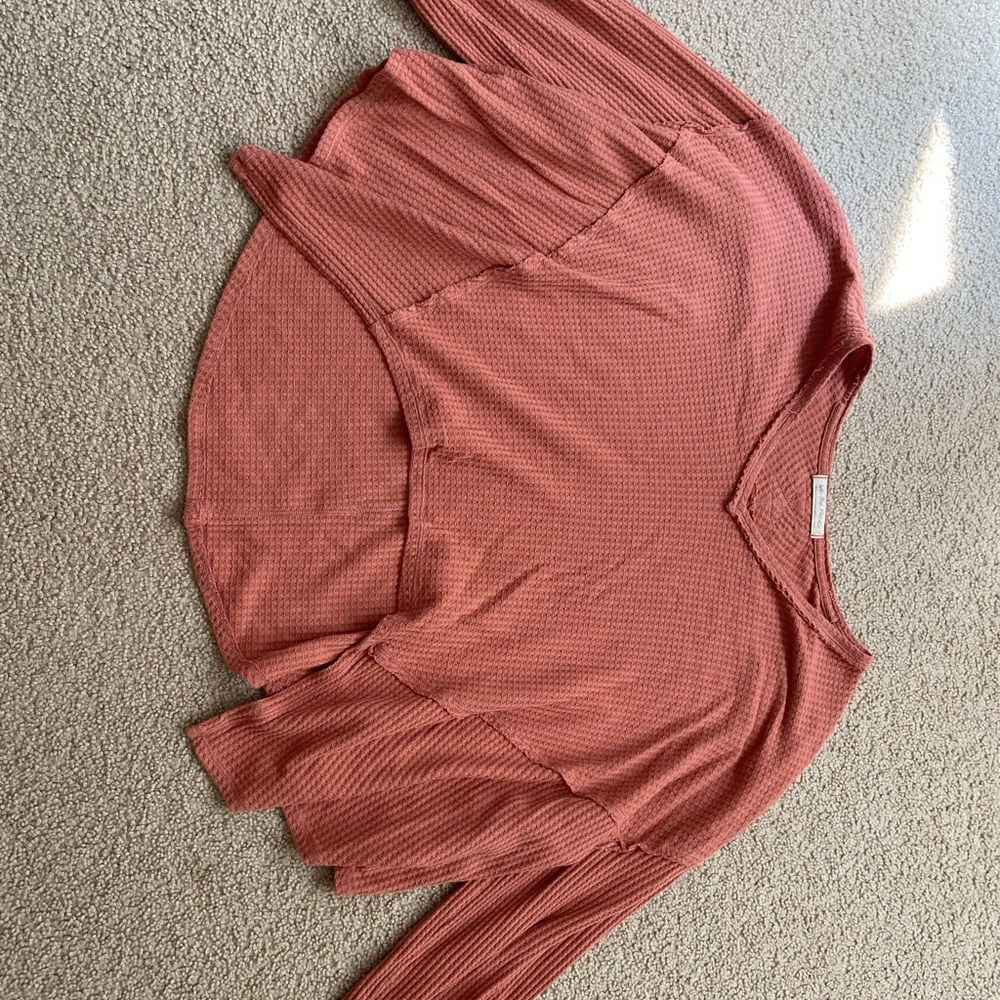 We The Free Pink Asymmetrical Long Sleeve Blouse